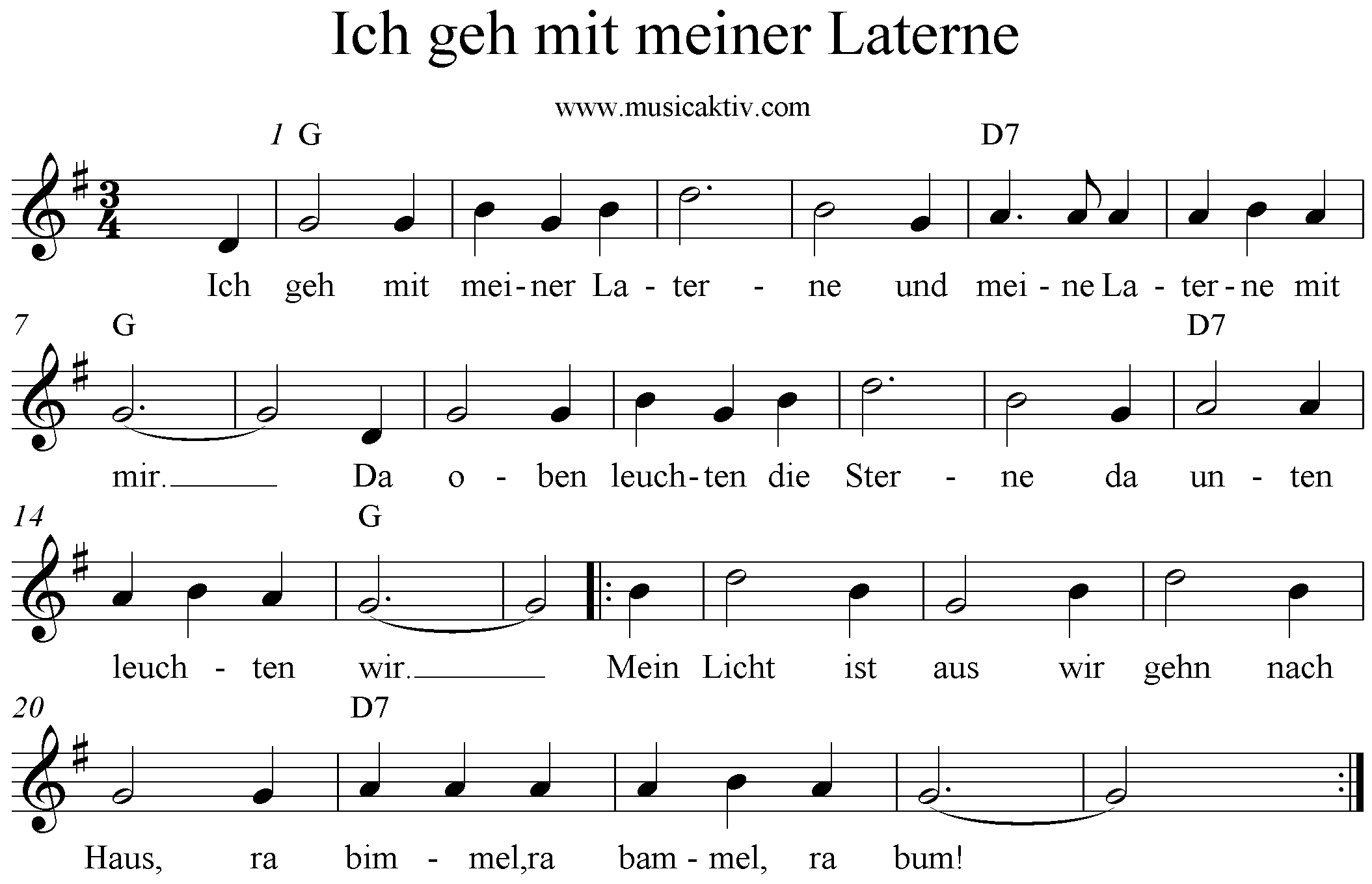 Ich Geh Mit Meiner Laterne Noten : Laterne Laterne Sonne Mond Und